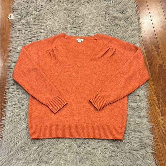 Sundance orange wool blend vneck sweater - Picture 1 of 4